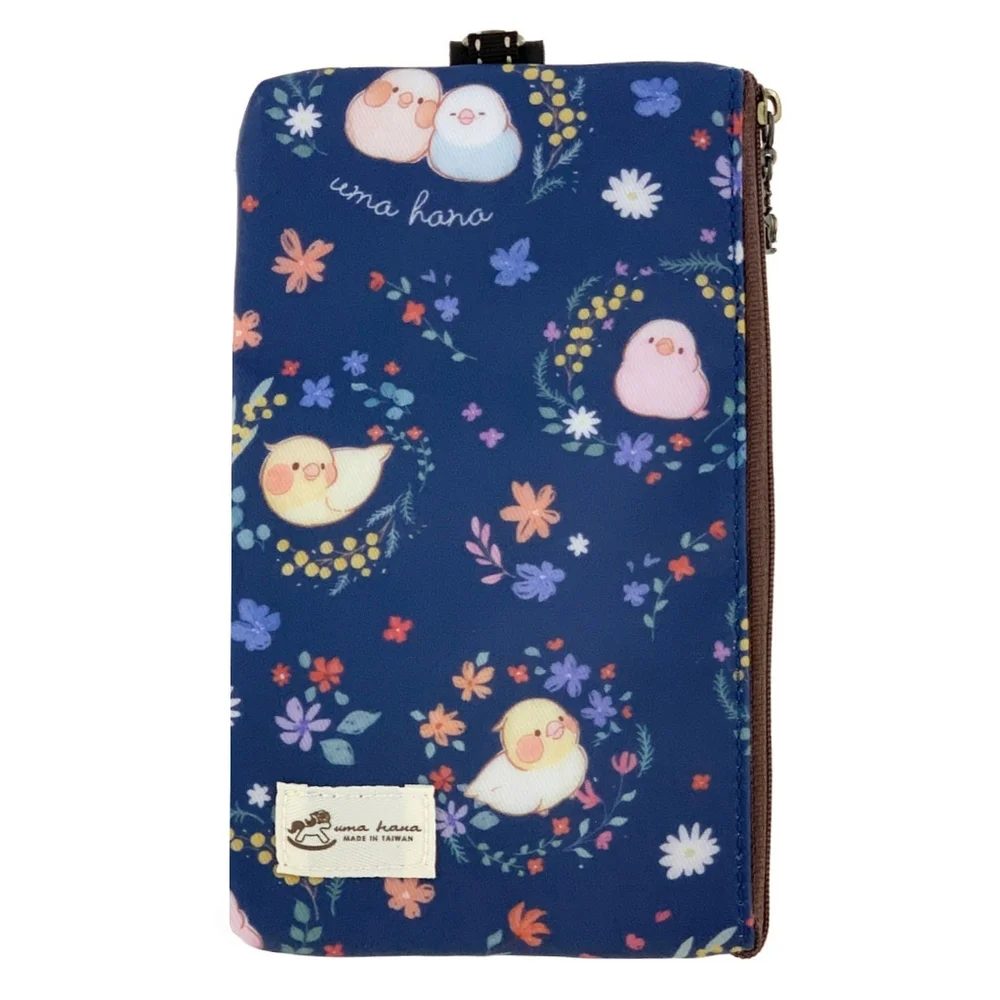 Waterproof Floral Bird Phone Case Pouch W/ Neck Strap